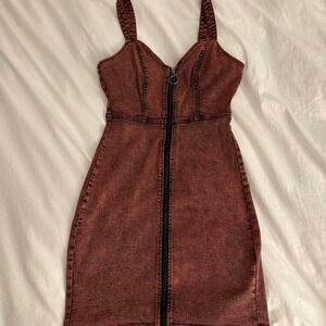 Guess Pink/Purple Acid Wahed Jean Mini Dress